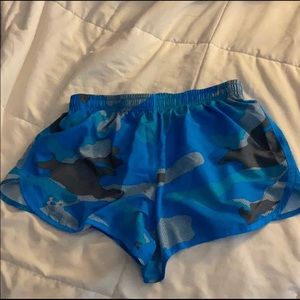 Blue camo Under Armour running shorts